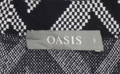 Oasis Women's Black A-Line Geometric Knit Skirt Size S