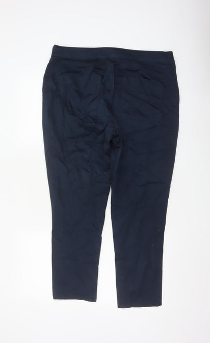 Wallis Womens Navy Blue Slim Trousers UK 16 Cotton Blend