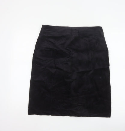 Next Women Black Knee Length Pencil Skirt UK 14 Cotton Stretch