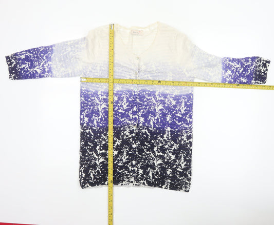 Marks and Spencer Womens White Mix Size 12 V-Neck Cardigan