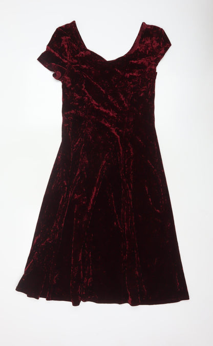 Marks and Spencer Women Red Velvet A-Line Dress Size 14