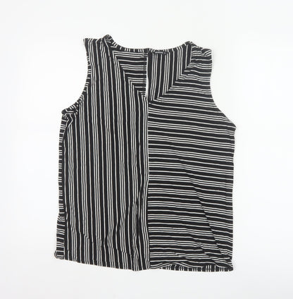 Roman Women’s Black Striped Sleeveless Jersey Tank Top Size 12