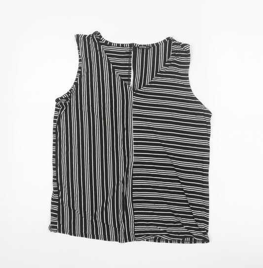 Roman Women’s Black Striped Sleeveless Jersey Tank Top Size 12