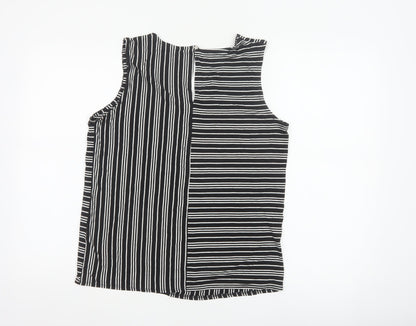 Roman Women’s Black Striped Sleeveless Jersey Tank Top Size 12