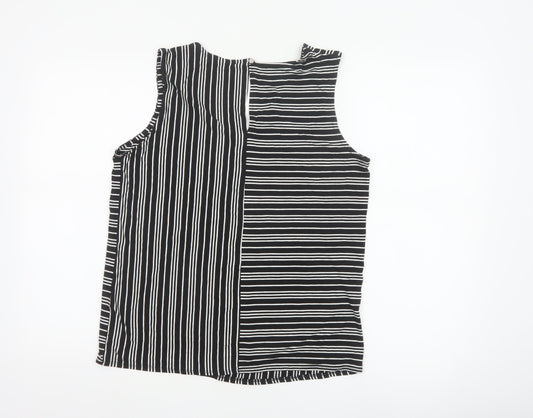 Roman Women’s Black Striped Sleeveless Jersey Tank Top Size 12