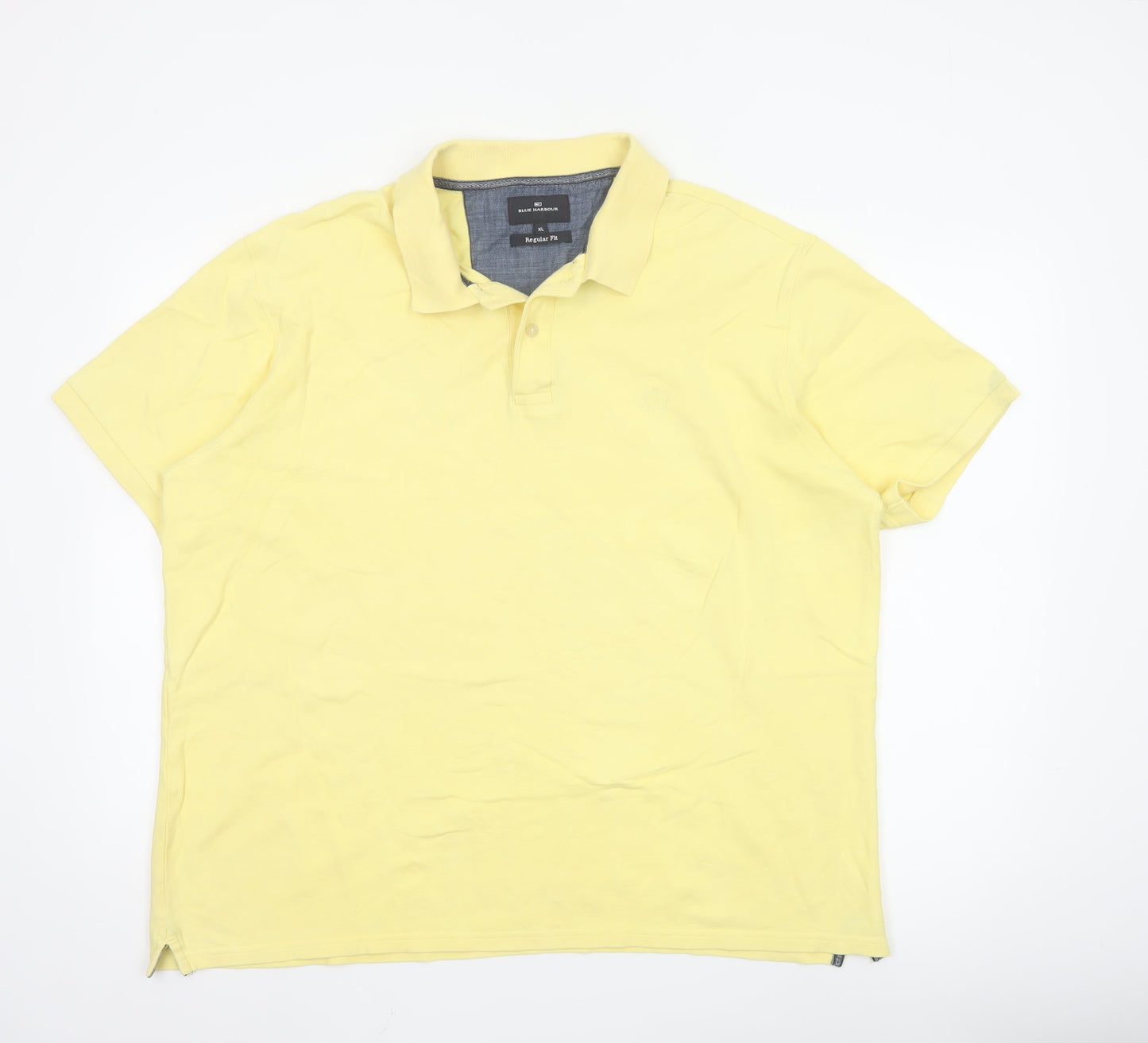 Marks & Spencer Blue Harbour Men's Yellow Cotton Polo Shirt XL Regular Fit