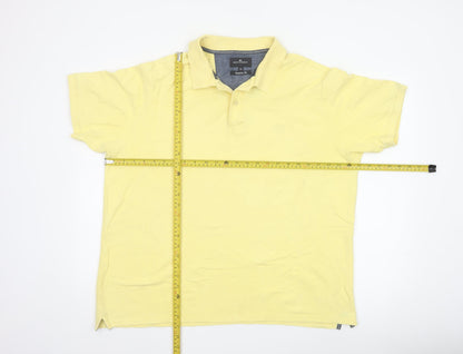 Marks & Spencer Blue Harbour Men's Yellow Cotton Polo Shirt XL Regular Fit