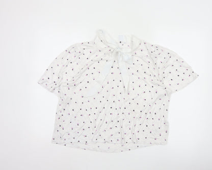 Marks and Spencer Ivory Polka Dot Bow Neck Women’s Blouse Size 20