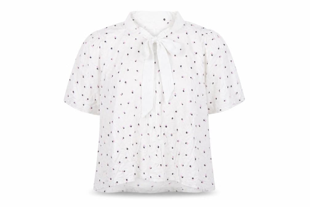 Marks & Spencer Ivory Polka Dot Bow Neck Women’s Blouse Size 20
