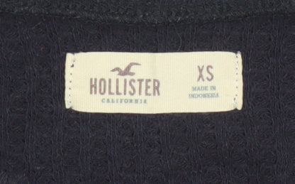 Hollister Womens Black V-Neck Long Sleeve Basic Knit Top XS