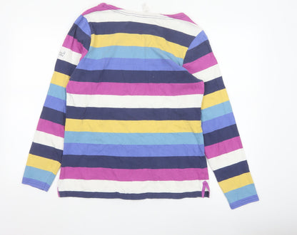 Lazy Jacks Womens Multicoloured Striped Long Sleeve Cotton T-Shirt Size 14