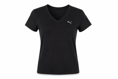 Puma Womens Black V-Neck Slim Fit Polyester T-Shirt Size 14