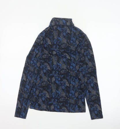 Marks and Spencer Women Blue Floral Roll Neck Long Sleeve Top Size 14