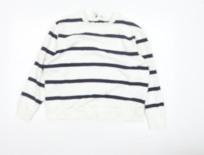 Marks and Spencer Women’s White Mix Striped Pullover Sweatshirt Medium