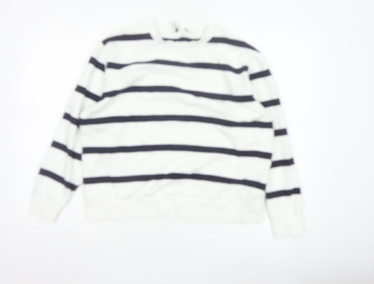 Marks and Spencer Women’s White Mix Striped Pullover Sweatshirt Medium