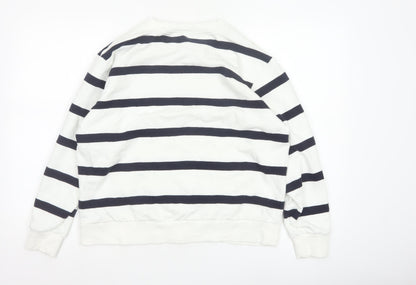 Marks and Spencer Women’s White Mix Striped Pullover Sweatshirt Medium