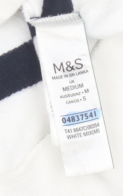 Marks and Spencer Women’s White Mix Striped Pullover Sweatshirt Medium