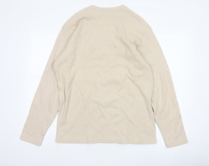 Old Navy Men's Beige Long Sleeve Crew Neck Casual Top Size M
