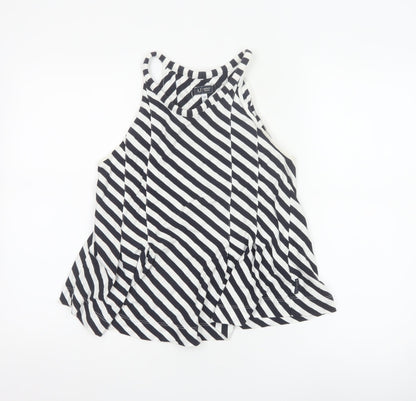 Armani Jeans Womens Black White Striped Halter Tank Top Size 14