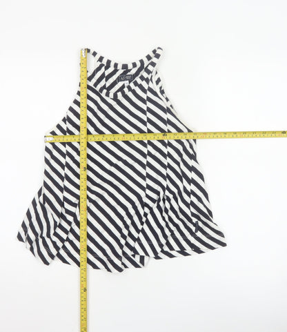 Armani Jeans Womens Black White Striped Halter Tank Top Size 14