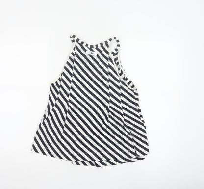 Armani Jeans Womens Black White Striped Halter Tank Top Size 14