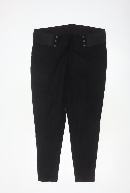 Marks and Spencer Womens Black Size 22 High Rise Stretch Tapered Trousers