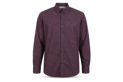 Ben Sherman Men’s Red Geometric Long Sleeve Cotton Shirt L