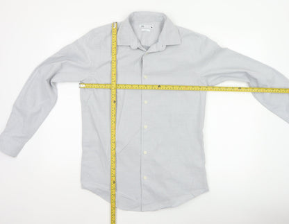 Zara Mens Grey Slim Fit Long Sleeve Button-Up Shirt Size M