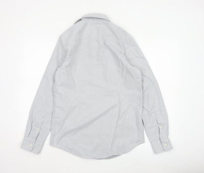 Zara Mens Grey Slim Fit Long Sleeve Button-Up Shirt Size M