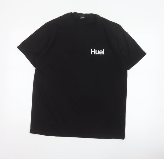 Huel Men's Black Crew Neck Cotton T-Shirt Size L
