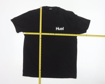 Huel Men's Black Crew Neck Cotton T-Shirt Size L