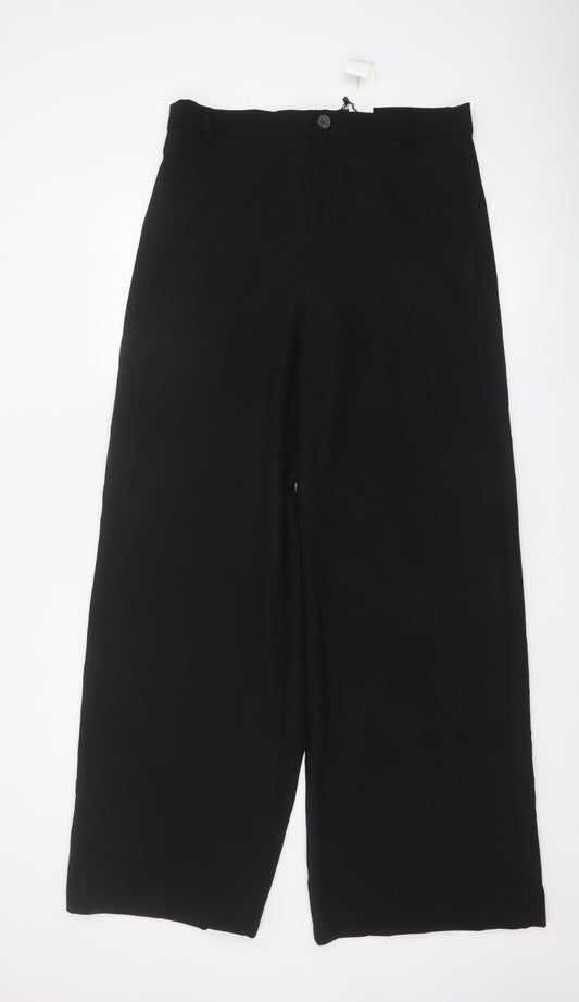 Zara Women’s Black Wide-Leg Trousers XL Polyester Blend