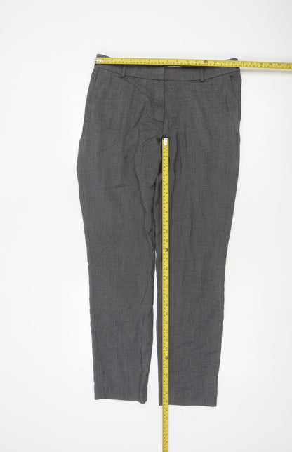 H&M Women’s Grey Stretch Work Trousers Size 12 Straight Leg