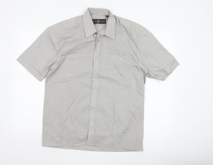 Roberto Bertolucci Men's Grey Short Sleeve Button-Up Shirt M