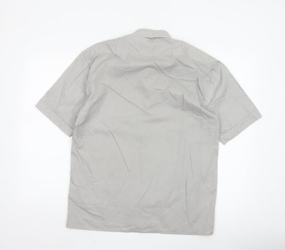 Roberto Bertolucci Men's Grey Short Sleeve Button-Up Shirt M