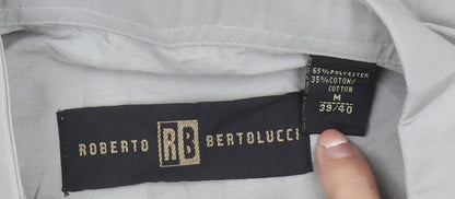 Roberto Bertolucci Men's Grey Short Sleeve Button-Up Shirt M