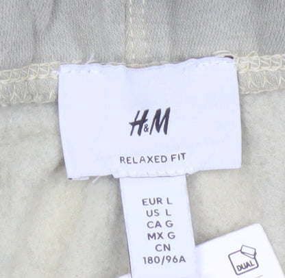 H&M Men’s Beige Relaxed Fit Sweat Shorts L Cotton Blend