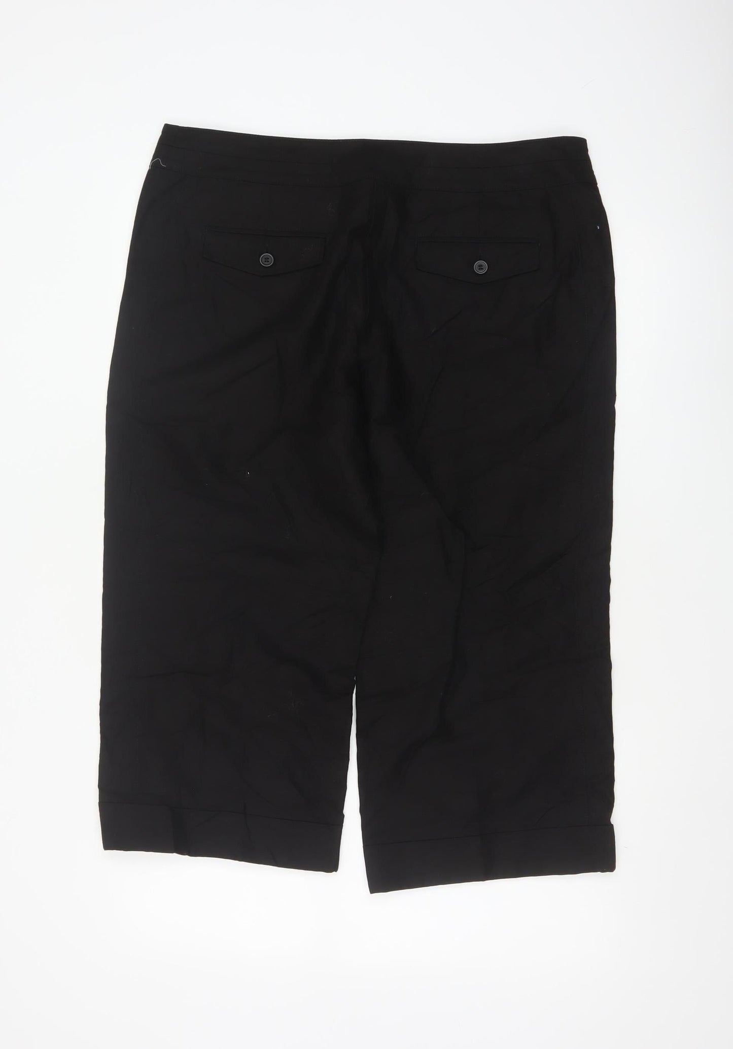 Marks and Spencer Women Black Linen Blend Capri Trousers Size 16