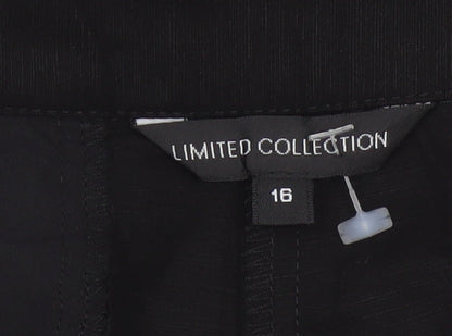 Marks and Spencer Women Black Linen Blend Capri Trousers Size 16
