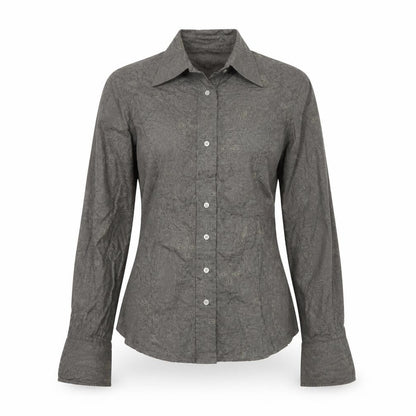 TM Lewin Women Grey Paisley Cotton Long Sleeve Button-Up Shirt Size 12