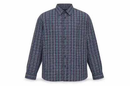 F&F Men's Blue Checked Long Sleeve Button-Up Cotton Shirt 2XL
