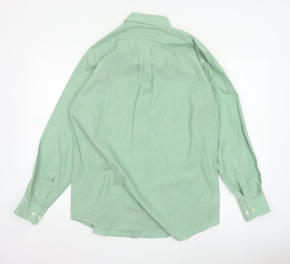 Marks and Spencer Men’s Green Button-Up Long Sleeve Classic Fit Shirt Size 15 38cm