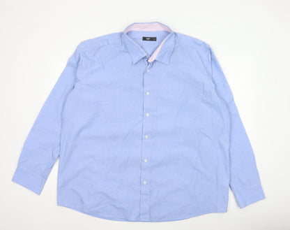 Cotton Traders Men's Blue Long Sleeve Button-Up Shirt Size 19 Regular Fit