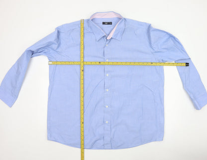 Cotton Traders Men's Blue Long Sleeve Button-Up Shirt Size 19 Regular Fit