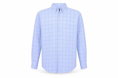 Next Men's Blue Check Long Sleeve Button-Down Shirt Size S