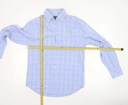 Next Men's Blue Check Long Sleeve Button-Down Shirt Size S