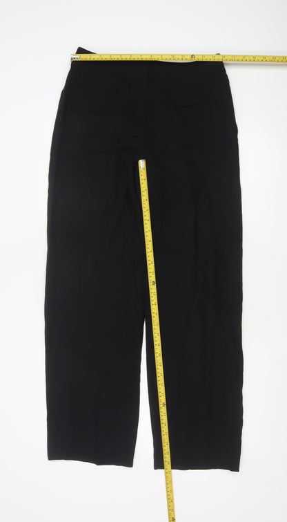Linea Women Black Wool Wide-Leg Trousers Size 10