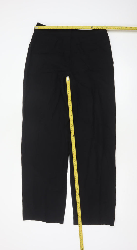 Linea Women Black Wool Wide-Leg Trousers Size 10