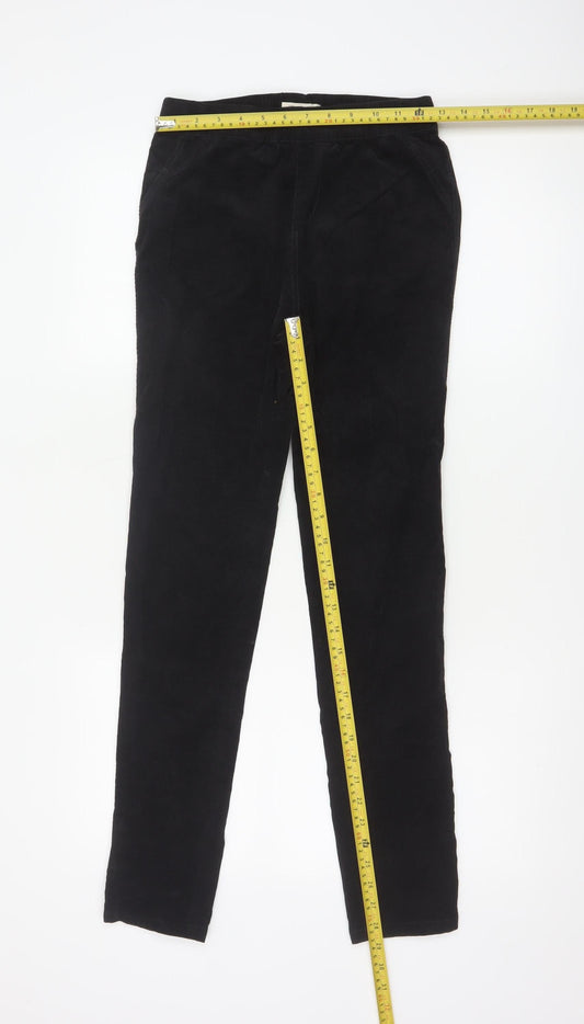 White Stuff Womens Black Corduroy Trousers Size 8 Regular Fit