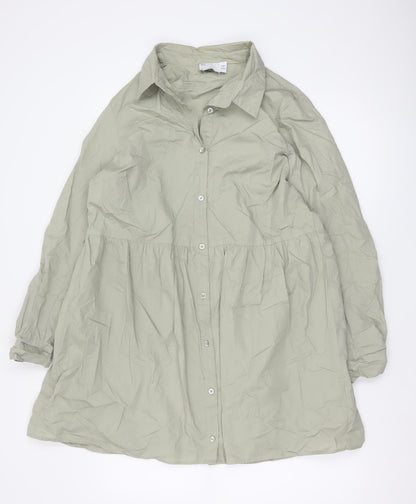 ASOS Women Beige Cotton Shirt Dress Size 12 Long Sleeve Casual